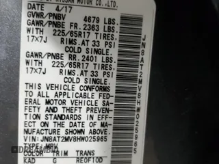 2017 Nissan Rogue S with VIN JN8AT2MV8HW025965, listed as a Copart auction lot 50010295 with 52,572 mi miles and Non Repairable. Bid and sale history available at carsss.com. Image 15.