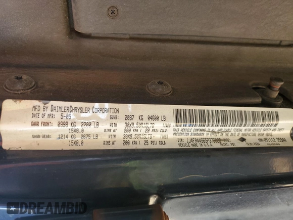 2005 Jeep Wrangler Unlimited с VIN 1J4FA44S65P376026, выставлен на аукционе Copart как лот 57692645 с пробегом Не указан миль и Чистый • Clean title. История ставок и продаж доступна на DreamBid. Изображение 12.