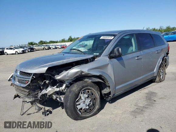 2015 Dodge Journey American Value with VIN 3C4PDCABXFT712192, listed as a Copart auction lot 55680975 with 104,579 mi miles and Salvage Title. Bid and sale history available at DreamBid. Image 1.