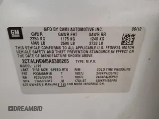 2010 GMC Terrain SLT-2 with VIN 2CTALHEW5A6388265, listed as a Copart auction lot 81792824 with 169,949 mi miles and Clean Title. Bid and sale history available at carsss.com. Image 13.