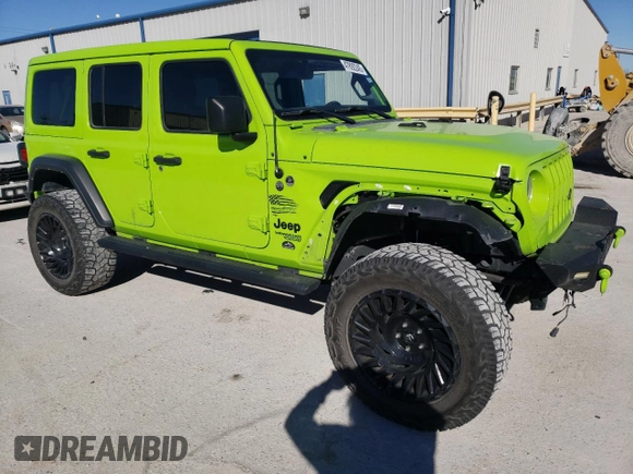2021 Jeep Wrangler Unlimited Sport S with VIN 1C4HJXDGXMW830164, listed as a Copart auction lot 47892245 with 59,369 mi miles and Salvage Title. Bid and sale history available at carsss.com. Image 4.