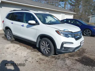 2021 Honda Pilot EX with VIN 5FNYF6H31MB010966, listed as a IAAI auction lot 41767634 with 53,303 mi miles and . Bid and sale history available at DreamBid. Image 1.