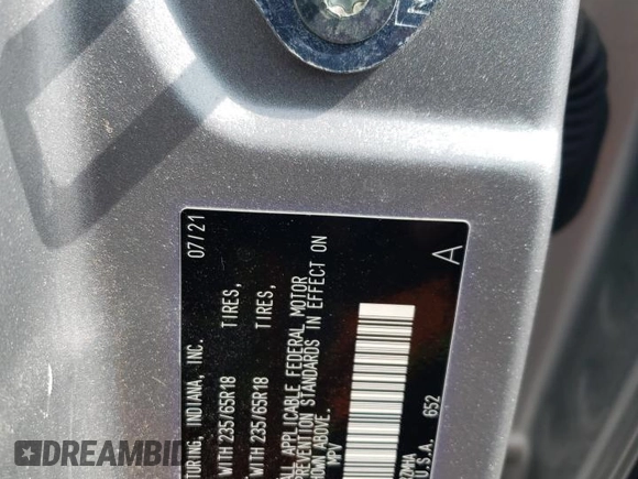 2021 Toyota Highlander XLE with VIN 5TDGZRBH0MS138927, listed as a Copart auction lot 61355215 with 54,864 mi miles and Salvage title. Bid and sale history available at DreamBid. Image 12.
