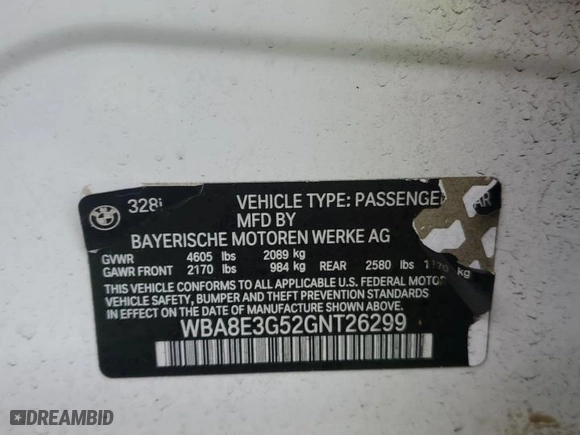 2016 BMW 3 Series 328i xDrive with VIN WBA8E3G52GNT26299, listed as a Copart auction lot 49150315 with 119,445 mi miles and Salvage Title. Bid and sale history available at carsss.com. Image 12.