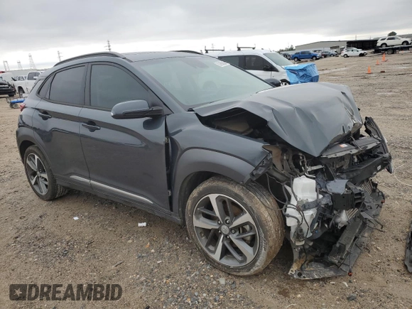 2021 Hyundai Kona Ultimate with VIN KM8K53A55MU665296, listed as a Copart auction lot 87856885 with 28,574 mi miles and Salvage Title. Bid and sale history available at carsss.com. Image 4.