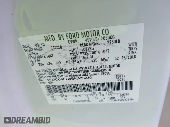 2011 Ford Escape Limited z VIN 1FMCU0EG4BKA38230, wystawiony jako IAAI lot #42274723 z przebiegiem 181 000 mil mil oraz . Historia ofert i sprzedaży dostępna na DreamBid. Obrazek 9.