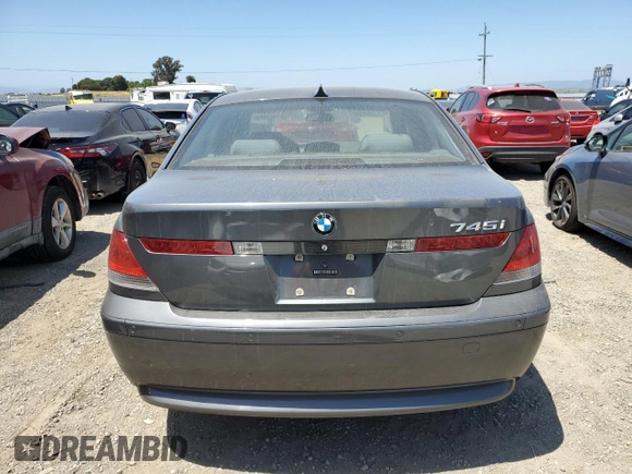 2005 BMW 7 Series with VIN WBAGL63545DP74927, listed as a Copart auction lot 58099475 with 81,387 mi miles and Clean title. Bid and sale history available at DreamBid. Image 6.