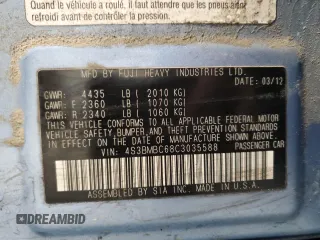 2012 Subaru Legacy Premium with VIN 4S3BMBC68C3035588, listed as a Copart auction lot 53679975 with 128,855 mi miles and Salvage Title. Bid and sale history available at DreamBid. Image 12.