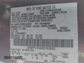2002 Ford Escort ZX2 Standard with VIN 3FAFP11342R103032, listed as a IAAI auction lot 41649736 with 108,491 mi miles. Bid and sale history available at carsss.com. Image 9.
