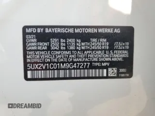 2021 BMW X4 xDrive30i with VIN 5UX2V1C01M9G47277, listed as a Copart auction lot 66909743 with 20,634 mi miles. Bid and sale history available at carsss.com. Image 14.