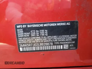 2020 BMW 3 Series 330i xDrive with VIN 3MW5R7J02L8B28878, listed as a Copart auction lot 68898862 with 26,314 mi miles. Bid and sale history available at carsss.com. Image 12.