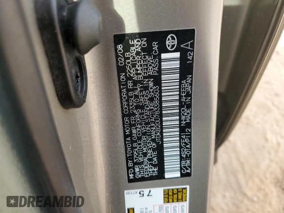2008 Toyota Prius with VIN JTDKB20U783385603, listed as a Copart auction lot 48464635 with 162,407 mi miles and Salvage Title. Bid and sale history available at carsss.com. Image 12.