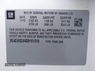 2013 Buick Regal GS with VIN 2G4GV5GV4D9161019, listed as a IAAI auction lot 41742212 with 133,722 mi miles. Bid and sale history available at carsss.com. Image 9.