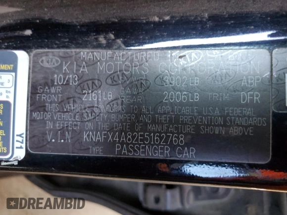 2014 Kia Forte EX with VIN KNAFX4A82E5162768, listed as a Copart auction lot 53695825 with 161,633 mi miles and Clean Title. Bid and sale history available at carsss.com. Image 12.