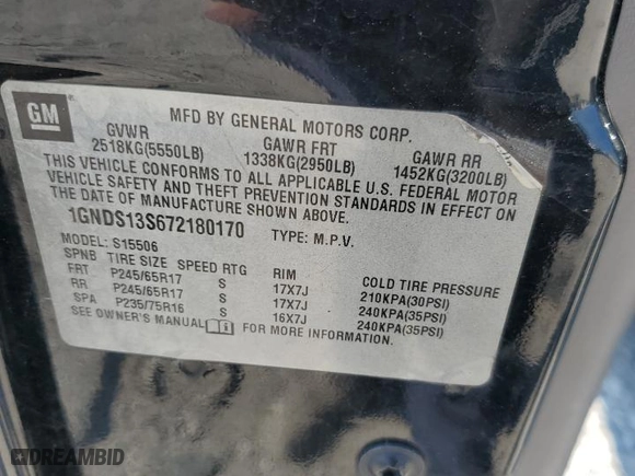 2007 Chevrolet TrailBlazer LS with VIN 1GNDS13S672180170, listed as a Copart auction lot 78263804 with 212,471 mi miles and Salvage Title. Bid and sale history available at carsss.com. Image 16.