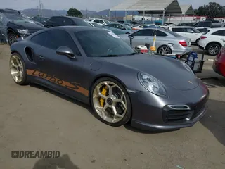 2015 Porsche 911 Turbo S with VIN WP0AD2A92FS166616, listed as a IAAI auction lot 41688055 with 38,345 mi miles. Bid and sale history available at carsss.com. Image 1.