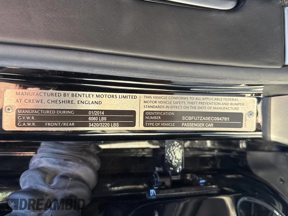 2014 Bentley Continental GT z VIN SCBFU7ZA0EC094781, wystawiony jako Copart lot #50996825 z przebiegiem 20 735 mil mil oraz Szkoda całkowita • Salvage title. Historia ofert i sprzedaży dostępna na DreamBid. Obrazek 10.