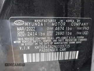 2022 Genesis G70 2.0T с VIN KMTG34TA2NU103715, выставлен на аукционе IAAI как лот 42163298 с пробегом 19 320 миль миль и . История ставок и продаж доступна на DreamBid. Изображение 9.