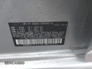 2019 Subaru Impreza Premium z VIN 4S3GTAD68K3761337, wystawiony jako IAAI lot #41921224 z przebiegiem 85 223 mil mil oraz . Historia ofert i sprzedaży dostępna na DreamBid. Obrazek 9.