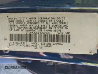 2004 Toyota Corolla CE with VIN JTDBR32E142028361, listed as a IAAI auction lot 42244966 with 135,437 mi miles and . Bid and sale history available at DreamBid. Image 9.