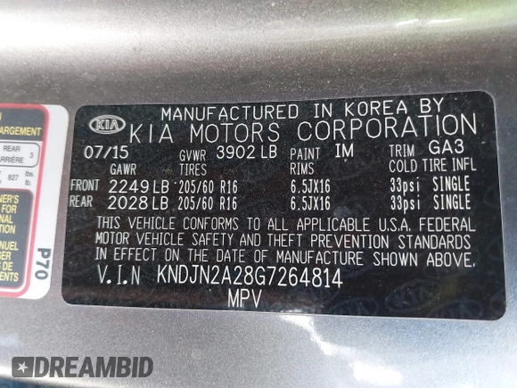 2016 Kia Soul with VIN KNDJN2A28G7264814, listed as a IAAI auction lot 41692394 with 105,867 mi miles. Bid and sale history available at carsss.com. Image 9.