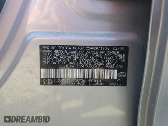 2023 Lexus IS 350 F Sport z VIN JTHGZ1E29P5030517, wystawiony jako Copart lot #53760215 z przebiegiem 36 301 mil mil oraz Szkoda całkowita • Salvage title. Historia ofert i sprzedaży dostępna na DreamBid. Obrazek 13.