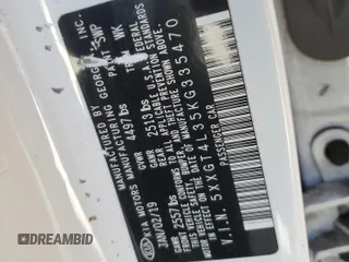 2019 Kia Optima LX z VIN 5XXGT4L35KG335470, wystawiony jako Copart lot #47495975 z przebiegiem 114 006 mil mil oraz Szkoda całkowita • Salvage title. Historia ofert i sprzedaży dostępna na DreamBid. Obrazek 12.
