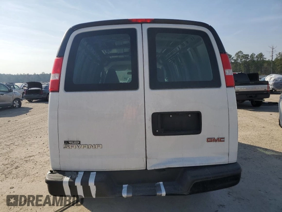 2019 GMC Savana Cargo Van with VIN 1GTW7AFP0K1301879, listed as a Copart auction lot 42157385 with 65,831 mi miles and Salvage Title. Bid and sale history available at carsss.com. Image 6.