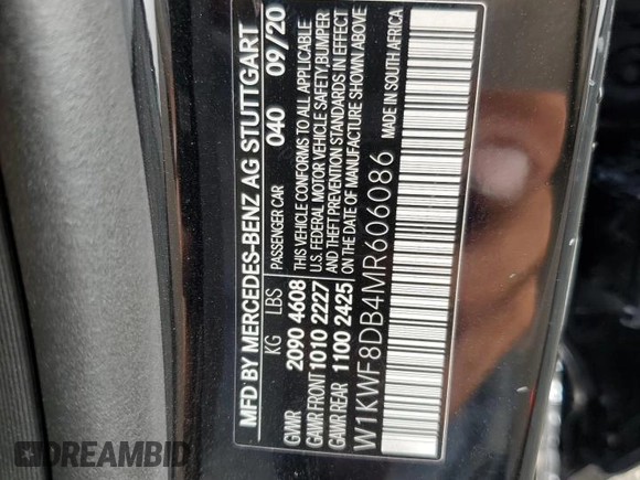 2021 Mercedes-Benz C 300 with VIN W1KWF8DB4MR606086, listed as a Copart auction lot 66220565 with 12,742 mi miles and Clean title. Bid and sale history available at DreamBid. Image 12.