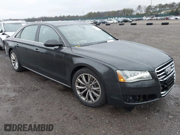 2012 Audi A8 L with VIN WAURVAFD7CN011767, listed as a IAAI auction lot 41848096 with 98,397 mi miles. Bid and sale history available at carsss.com. Image 1.