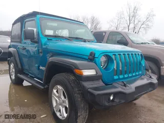 2020 Jeep Wrangler Sport S with VIN 1C4GJXAN4LW263737, listed as a IAAI auction lot 41983063 with 38,209 mi miles. Bid and sale history available at carsss.com. Image 1.