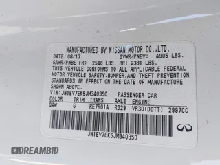 2018 Infiniti Q60 Luxe with VIN JN1EV7EK5JM340350, listed as a IAAI auction lot 41874749 with 71,946 mi miles and . Bid and sale history available at carsss.com. Image 9.