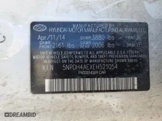 2014 Hyundai Elantra Limited with VIN 5NPDH4AEXEH521054, listed as a Copart auction lot 41770565 with 0 mi miles and Salvage Title. Bid and sale history available at carsss.com. Image 15.
