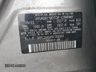 2022 Hyundai Accent SE z VIN 3KPC24A64NE189980, wystawiony jako Copart lot #56466595 z przebiegiem 72 607 mil mil oraz Nie do naprawy • Non repairable. Historia ofert i sprzedaży dostępna na DreamBid. Obrazek 12.