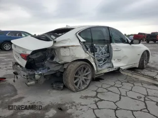 2019 Infiniti Q50 Red Sport 400 with VIN JN1FV7AP4KM760088, listed as a Copart auction lot 56147365 with 106,541 mi miles and Salvage title. Bid and sale history available at DreamBid. Image 3.