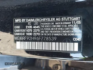 2006 Mercedes-Benz C 280 Luxury with VIN WDBRF92H96F778539, listed as a IAAI auction lot 42046375 with 62,171 mi miles and . Bid and sale history available at DreamBid. Image 9.