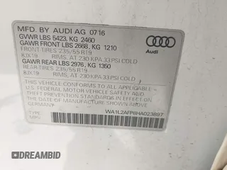 2017 Audi Q5 Premium Plus z VIN WA1L2AFP8HA023897, wystawiony jako IAAI lot #41731587 z przebiegiem 128 119 mil mil oraz . Historia ofert i sprzedaży dostępna na DreamBid. Obrazek 9.