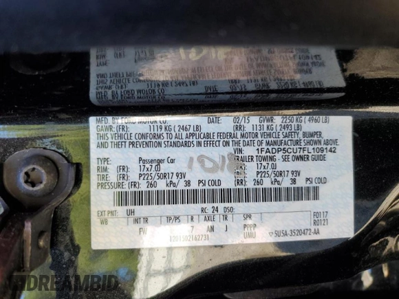2015 Ford C-Max Energi SEL with VIN 1FADP5CU7FL109142, listed as a Copart auction lot 56117564 with 100,004 mi miles. Bid and sale history available at carsss.com. Image 12.