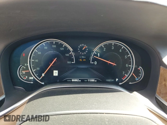 2019 BMW 7 Series 740i xDrive with VIN WBA7E4C50KGV70103, listed as a Copart auction lot 53019885 with 66,862 mi miles and Salvage Title. Bid and sale history available at carsss.com. Image 9.