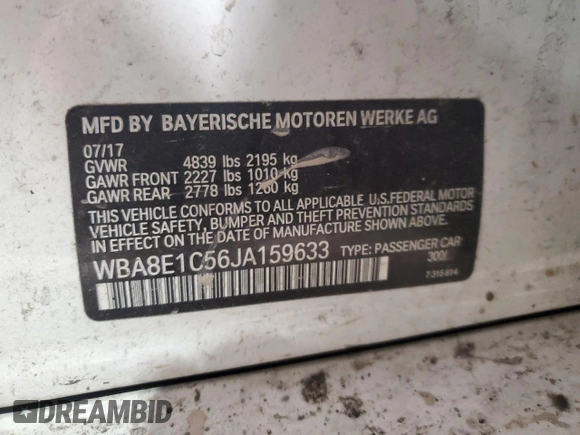 2018 BMW 3 Series 330e iPerformance with VIN WBA8E1C56JA159633, listed as a Copart auction lot 45280275 with 113,997 mi miles and Salvage Title. Bid and sale history available at carsss.com. Image 12.