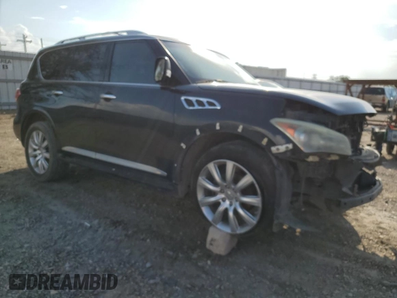 2012 Infiniti QX56 8-passenger with VIN JN8AZ2ND0C9715849, listed as a Copart auction lot 76386714 with 215,768 mi miles and Salvage Title. Bid and sale history available at carsss.com. Image 4.