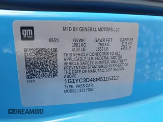 2021 Chevrolet Corvette 3LT with VIN 1G1YC3D48M5115312, listed as a IAAI auction lot 41785974 with 25,811 mi miles. Bid and sale history available at carsss.com. Image 9.