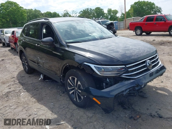 2023 Volkswagen Tiguan S with VIN 3VVRB7AX6PM108735, listed as a IAAI auction lot 42108217 with 13,279 mi miles and . Bid and sale history available at DreamBid. Image 1.