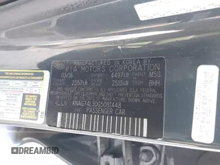 2016 Kia Optima LX with VIN KNAGT4L30G5081448, listed as a IAAI auction lot 41887881 with 95,214 mi miles. Bid and sale history available at carsss.com. Image 9.