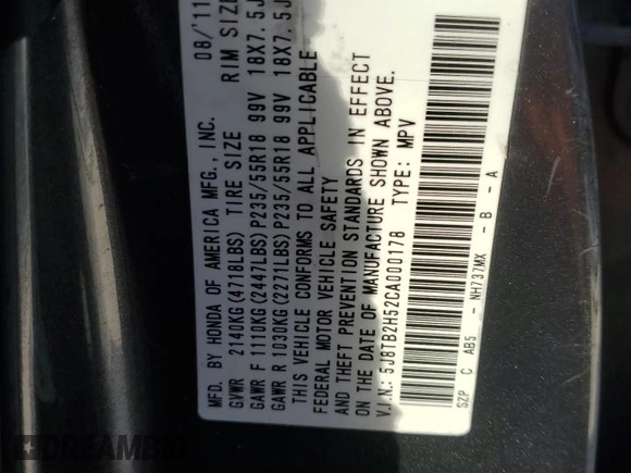 2012 Acura RDX Tech Pkg with VIN 5J8TB2H52CA000178, listed as a Copart auction lot 77585424 with 188,637 mi miles and Salvage Title. Bid and sale history available at carsss.com. Image 15.