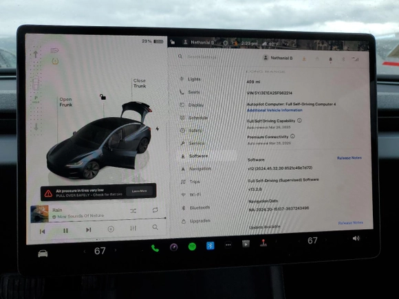 2025 Tesla Model 3 Long Range z VIN 5YJ3E1EA2SF962214, wystawiony jako Copart lot #48961935 z przebiegiem 409 mil mil oraz Szkoda całkowita • Salvage title. Historia ofert i sprzedaży dostępna na DreamBid. Obrazek 9.