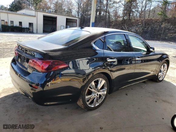 2015 Infiniti Q70 with VIN JN1BY1APXFM542410, listed as a Copart auction lot 46377385 with NaN miles and Salvage Title. Bid and sale history available at carsss.com. Image 3.
