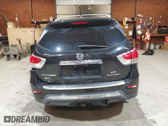 2014 Nissan Pathfinder Platinum z VIN 5N1AR2MMXEC709734, wystawiony jako Copart lot #58341565 z przebiegiem 172 455 mil mil oraz Szkoda całkowita • Salvage title. Historia ofert i sprzedaży dostępna na DreamBid. Obrazek 6.