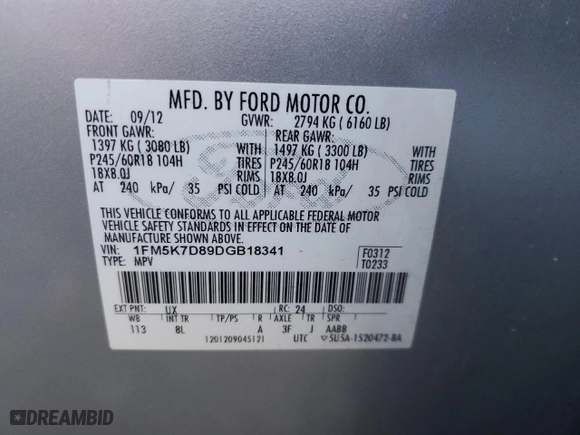 2013 Ford Explorer XLT with VIN 1FM5K7D89DGB18341, listed as a Copart auction lot 46458755 with 110,841 mi miles and Salvage Title. Bid and sale history available at carsss.com. Image 13.