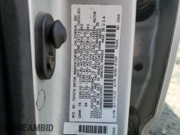 2005 Toyota Tacoma z VIN 5TELU42N15Z132807, wystawiony jako Copart lot #57877795 z przebiegiem 175 000 mil mil oraz Szkoda całkowita • Salvage title. Historia ofert i sprzedaży dostępna na DreamBid. Obrazek 12.